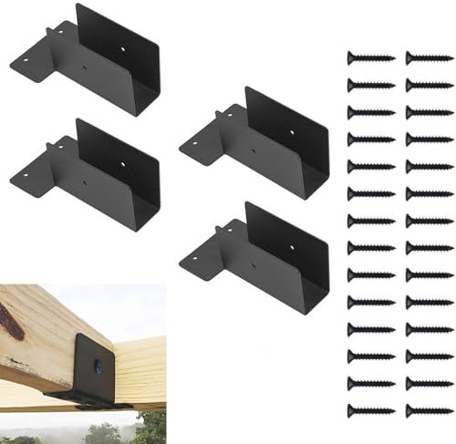 Pergola Bracket, Heavy Duty Upper Side Joint Beam Frame Fixer Pergola Corner Bracket for Garden Pergola, Patio Gazebo, Outdoor Log Cabin (4 Pack)