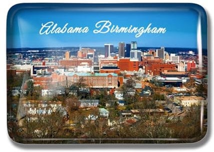 Nogytize Crystal Fridge Magnets for Birmingham City Alabama USA Travel Souvenir Collectibles Rectangle Funny for Kitchen Gift Home Decoration Office Whiteboard Landmark