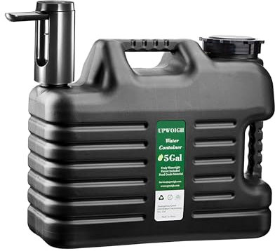 UPWOIGH Portable 5 Gallon (19L) Water Jug with Automatic Touch Control Pump,Truly No Leakage Water Containers with Spigot,Type-C Rechargeable Military Black Water Dispenser Gear for Outdoors Camping