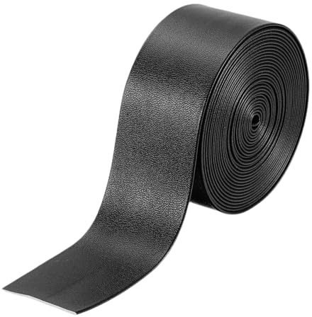 QUARKZMAN PU Lederriemen, 30mm*3m Lederband flach Lederbesatzband Umklappbare Lederstreifen Kunstleder Zum Selbernähen Basteln Handtaschen Schulranzen Rucksäcke - Schwarz