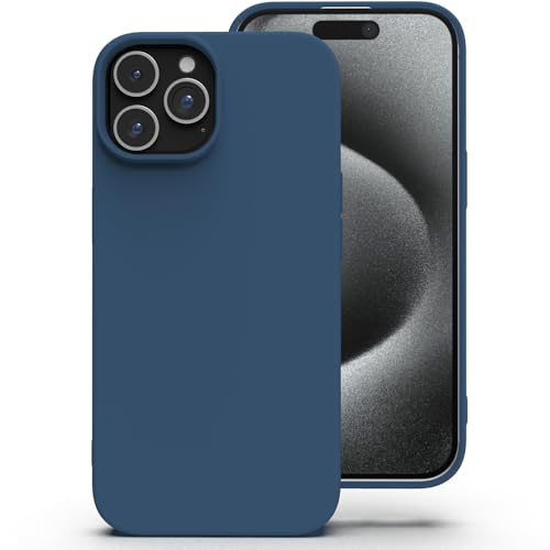 Zuvirelx Silikon Handyhülle für iPhone 15 Pro Hülle, Weiches Griff, Dünne, Minimalistisch, Stoßfest, rutschfest, Taschenpassend - Blau