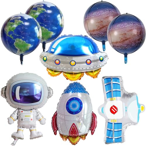 Weltraum Astronaut Folienballon, 8 Stück Weltraum Themenballon | XXL Weltraum Astronauten Thema Ballon Set, Weltraum Kindergeburtstag Deko für Kinder Geburtstag Party