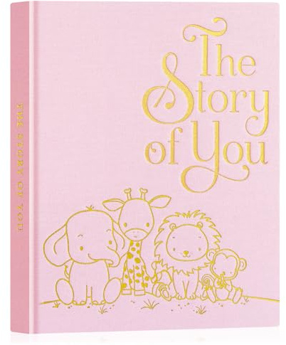 Lanpn Mein Erstes 5 Jahr Babybuch - The Story of You Baby Tagebuch für Mädchen Junge, Leinen Hardcover Babyalbum für Neue Eltern, 154 Seiten Baby Erinnerungsbuch Album Geschenk, Rosa, Englisch
