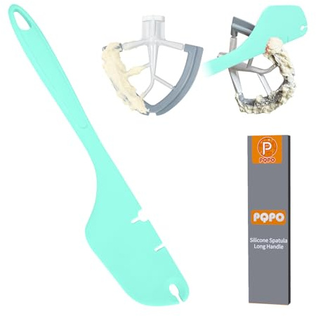 12-Inch Silicone Spatula Mixer Beater Scraper Compatible with Kitchen Aid Stand Mixer Attachments,Works on Flat Beaters, Whisks, Dough Hooks (Mint Green)