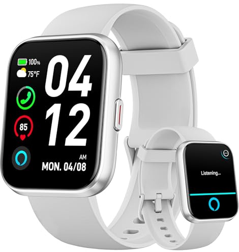 Smartwatch Damen Herren mit Telefonfunktion, 1,85 Fitnessuhr Smart Watch, 120+ Sportmodi Fitness Tracker mit Herzfrequenz/Schlafmonitor Schrittzähler, 3ATM Wasserdicht Sportuhr für iOS Android, Alexa
