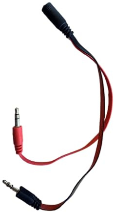 MultiAccesorios Splitter Jack 3,5 mm 1 a 2 per microfono e cuffie - Adattatore Gaming per PC e laptop con audio stereo HiFi (rosso e nero)