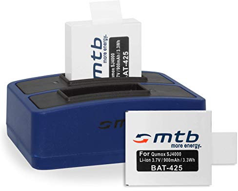 2 Akkus + Dual-Ladegerät (USB) für Qumox SJ5000(+), SJ5000X, SJ4000(+) / SJCam M10(+), X1000... - inkl. Micro-USB-Kabel