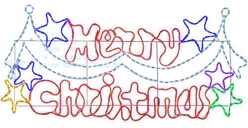 WeRChristmas Christmas Waving Santa Neon Rope Light Silhouette, Multi-Colour