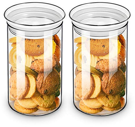 Zens Glasdosen mit luftdichtem Deckel, 1050 ml, 2 Stück, klares Glas, Küchenbehälter-Sets mit luftdichten Deckeln, breite Öffnung, Glasbehälter für Müsli, Kaffeebohnen, losen Tee