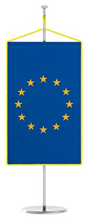 Vispronet Tischbanner Europa Komplettset ✓ Fahne & Chrom-Halter ✓ Kordel-Rand Gelb