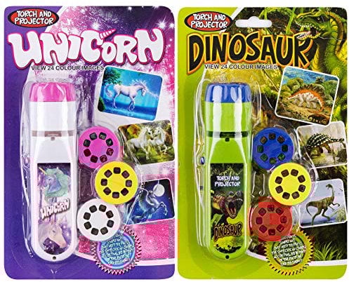 Georgie Porgy Children Projector Toys Educational Science Set Wall Ceiling Tent Torch Flashlight for Kids Gifts for Boys Girls with 2pcs Tattoo Stickers (Dinosaur + Unicorn)