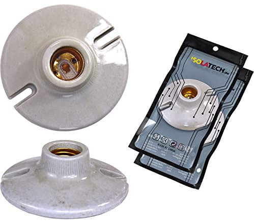 ISOLATECH 2pcs E27 douille murale en céramique avec trous de forage LED lampes à économie d'énergie (max.250V/4A) lampes Accueil installation plafond support cuisine réfrigérateur salle de bains