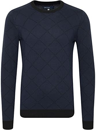 Blend BHNison Herren Strickpullover Feinstrick Pullover aus 100% Baumwolle, Größe:XL, Farbe:Dress Blues (194024)