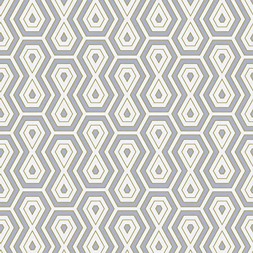 Retro Vliestapete grau weiß gold | 70er Jahre Tapete geometrisch für Wohnzimmer und Schlafzimmer | Seventies Wandtapete aus Vlies und Vinyl