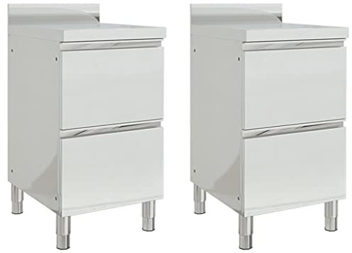 vidaXL 2X Armarios de Cocina Comercial 2 Cajones Mesa de Trabajo Restaurante Almacenaje Cuencos Platos Ollas Alacena Muebles Acero Inoxidable