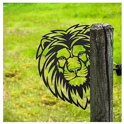 CCWORAN Metall Löwe Garten Ornamente für Zäune Dekorationen Outdoor Haus Löwe Tiere Garten Dekor Skulpturen Rost Gusseisen Silhouetten Baum Hof Wandkunst Geschenk Löwe