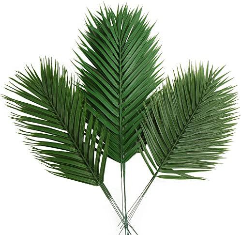 CCINEE Künstliche Palmenblätter, Verschiedene Größen, künstliche große Palmwedel, künstliche Tropische Pflanzen, Simulation, Safariblätter mit Stielen, für Zuhause, Hawaii, Luau, Dekoration, 12 Stück