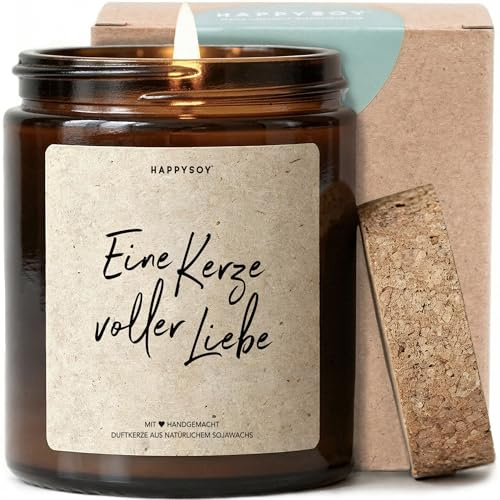 Eine Kerze voller Liebe - Duftkerze mit Spruch als liebevolles Geschenk für Liebe und Dankeschön, Freundin, Partnerin, Mama, Kerze im Glas mit blumigem Duft