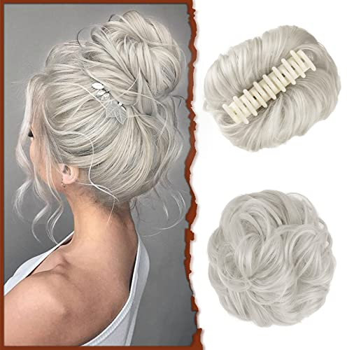 Sofeiyan Chignon Postiche Cheveux Pince à griffes Bouclés Ondulés Chouchou Cheveux Faux Chignons pinces à Griffes Synthétique Extensions de Cheveux Naturels à Clips Chignon pour Femmes