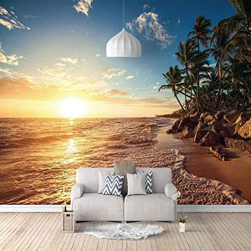 Fototapete 3D Effekt Baum Am Meer Bei Sonnenuntergang Tapeten 3D Effekt Vliestapete Wohnzimmer Schlafzimmer Wandbilder Wanddeko