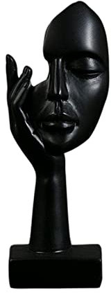 SM SunniMix Einfache Kreative Frauen Gesichts Kunst Statue, Denker Damen Skulptur, Abstrakte Charakter Handwerks Ornamente, Innenministerium Schlafzimmer Wohnzimm, Schwarz
