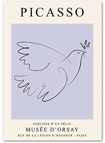 Picasso Friedenstaube Strichzeichnung Kunst Poster Drucke Malerei Abstrakte Tier Leinwand Wandkunst Niedliche Wandbilder Wohnzimmer Schlafzimmer BüRo Dekor Rahmenlos