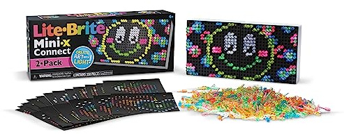 Basic Fun Lite-Brite | Mini-X Connect 2-Pack | Light Up Drawing Board, LED Board with Colours, Light Up Toys for Creative Play, Glow Art Neon Effect Drawing Board, Light Toys for Kids Ages 4 02388