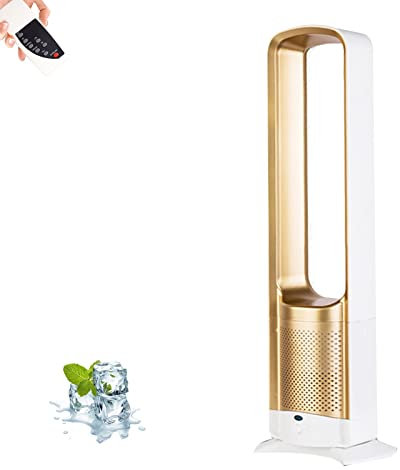 MZQMK Portable Tower Fan 32-inch,Oscillating Tower Fan,Quiet Bladeless Cooling Fan, Romote control,with Timer,Super Quiet Touchable Pedestal Fan for Home Office Bedroom (Color : Gold)