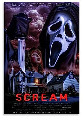 UMCHU Horror Movie Scream Poster Dekorative Malerei Leinwand Wandkunst Wohnzimmer Poster Schlafzimmer Malerei,Wandkunst Bilddruck Moderne Familienzimmer Dekor 08x12inch(20x30cm)