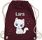 Turnbeutel Rucksack - Süße Katze Katzen Katzenmotiv Cat Cats - Unisize - Bordeauxrot - name katzenmotiven beutel kindergarten katzenliebhaberin stoffbeutel tasche katzenbesitzerin turnsackerl