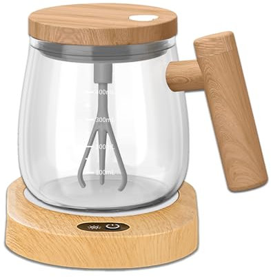 FOVNOT Tazza Automescolante, 400ML Se Stesso Mescolando Caffè Tazza Alto Borosilicato Bicchiere Elettrico Miscelazione Tazza con 55° Termostatico Sottobicchiere Casa Ufficio Mescolando Caffè Tazza