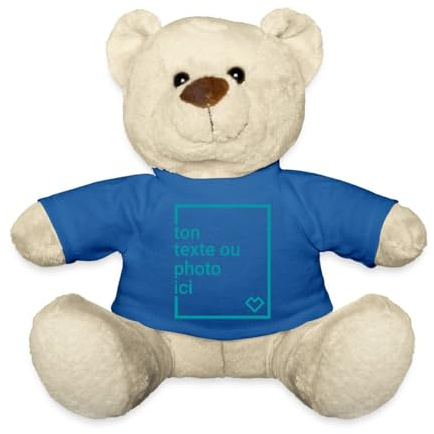 Spreadshirt Créez Votre Propre Nounours Personnalisé avec Texte Ou Photo Imprimée Nounours, Taille Unique, Bleu Roi