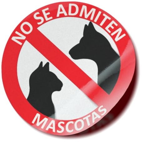 Adhesivo de señalización prohibición paso de animales · Pegatina No se admiten mascotas · Autoadhesivo · Artículo 29.2 de la ley de bienestar animal · Señal prohibido animales (Pegado Exterior, 15 cm)