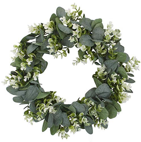YEHEI Couronne de Faux Buis 12,9 Pouces Couronne de Feuilles Artificielles pour Porte D'EntréE Suspendue FenêTre Murale DéCoration de FêTe de Mariage