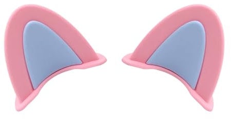 Kreativer PVC-Helmabdeckungsaufkleber mit Katzenohren – Niedliches Design, Langlebiges Material – Motorradhelm-Zubehör mit Windabweisern für Mehr Sicherheit (Rosa + Blau)