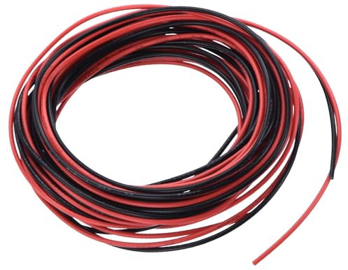 QUARKZMAN Calibro 28 Cavo Collegamento PVC 3,0m/10 Piedi 28AWG Filo Elettrico Flessibile UL1007 Trefoli Rame Stagnato Nero Rosso 1mm Dia per Collegamenti Interni Aeromodelli