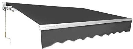 ISOISL Toldo de brazo articulado 300 x 250 cm para balcón, toldo manual para terraza, toldo de protección solar, aluminio y poliéster de 280 g/㎡, para balcón, terraza, patios, color gris