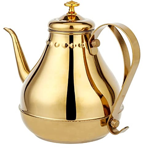 asdchZen Tetera, Tetera con Infusores para Té Suelto, Tetera De Acero Inoxidable para Ceremonia del Té, Tetera para Hacer Café/Leche, Teteras para Estufa para Hervir Agua, Café O Leche (Oro 1,8 L)
