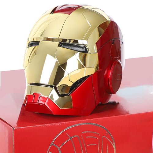 Iron-Man MK 5 - Casco electrónico portátil con control remoto y voz, ojos LED y efectos de sonido, perfecto accesorio de película de superhéroes y figura para coleccionistas adultos, regalo ideal para