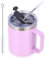 Volhoply Tasse à café isotherme étanche de 355 ml avec couvercle à rabat et paille – Tasse à café de voyage à double paroi sous vide en acier inoxydable avec poignée – Tasse de camping réutilisable