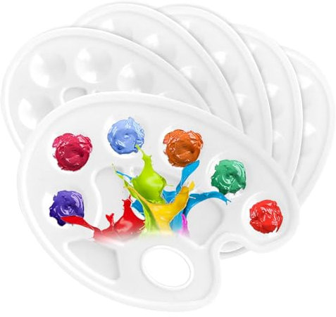 PBUSPU 6 Piezas Paletas de Mezclas, con Orificio de Agarre y 10 Campos de Mezcla, Paleta de Colores,para Pintura Arte, Artesanía Bricolaje, Aceite