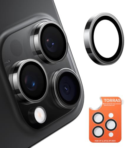 TORRAS TOP 9H+ Glass for 16 Pro Max/16 Pro Lens Protector, Military Grade Shatterproof & Longest Durable, Camera Lens Protector, Tempered Glass, Black