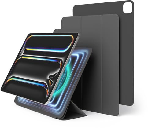 elago Folio Magnética Funda para iPad Pro 13 Pulgadas Cover (M4) - Placa Trasera acoplable a Materiales metálicos, funcionalidad Wake/Sleep, Compatible con Series de Apple Pencil (Gris Oscuro)