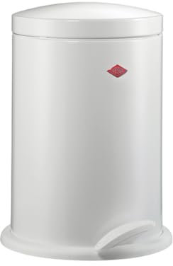 WESCO Poubelle à pédale simple 116 de couleur blanche, tôle d'acier revêtue par pulvérisation, insert en plastique de 13 litres de volume, pédale stable