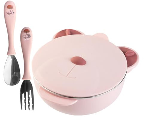 ANDRESLAD Baby Schüssel Set Bär Lebensmittel Schüssel Platten Für Fütterung Schüssel Edelstahl Säuglinge Schüssel