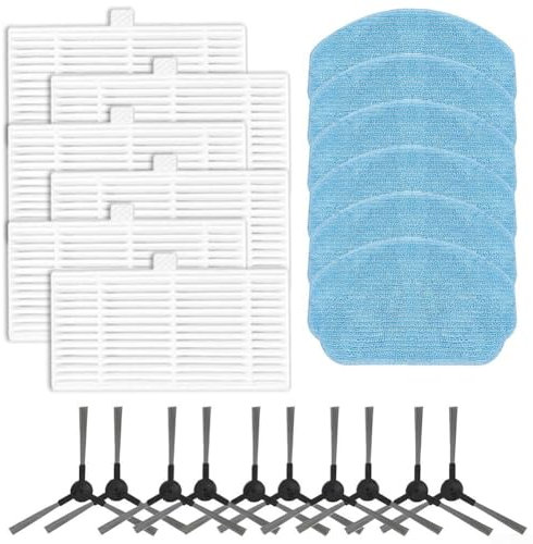Ersatzteil-Set für Cecotec für Conga für 999 für X-Treme Saugroboter - Seitenbürsten, Filter & Wischtücher - Staubsaugerzubehör für verbesserte Reinigungsleistung (B)