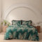 YASMENG Housse de Couette 220x240 Feuilles de Palmier Tropicales Motif Or Vert Parure de Doux Microfibre Lit Linge de Lit 2 Personne Adulte avec Fermeture Éclair avec Taies d'oreiller 65x65 cm