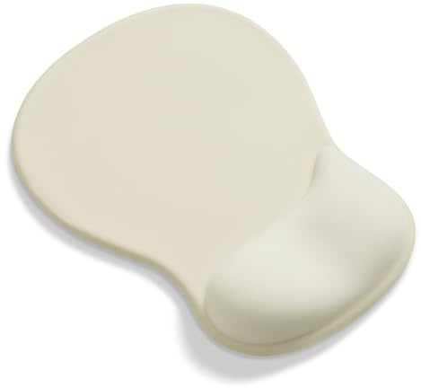 AOKSUNOVA Tapis de Souris Ergonomique avec Coussin en Gel Beige | Coussin en gel, surface en tissu lisse, base stable, bords renforcés et format compact, plusieurs couleurs disponibles