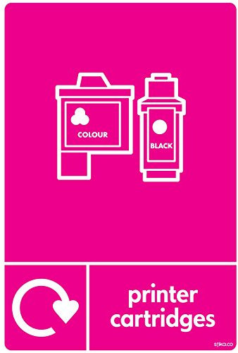 stika.co Printer Cartridge Recycling Sticker – A6 148 x 105mm Self-Adhesive WRAP Sign – Recycle Now Label – BS EN ISO 7010 Compliant for Office & Workplace Waste