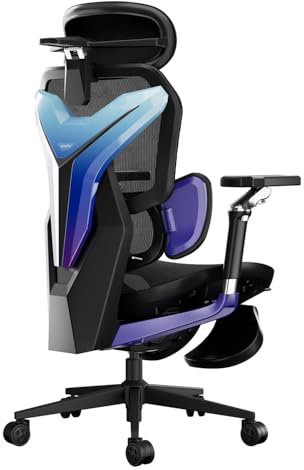 AutoFull G7 Silla de oficina ergonómica para videojuegos con soporte lumbar dinámico, respaldo giratorio de 720 °, inclinación del respaldo de 140° y cojín cervical 4D (láser)